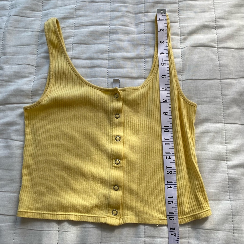 Yellow Ribbed Button-Front Tank Top - Picture 8 of 8